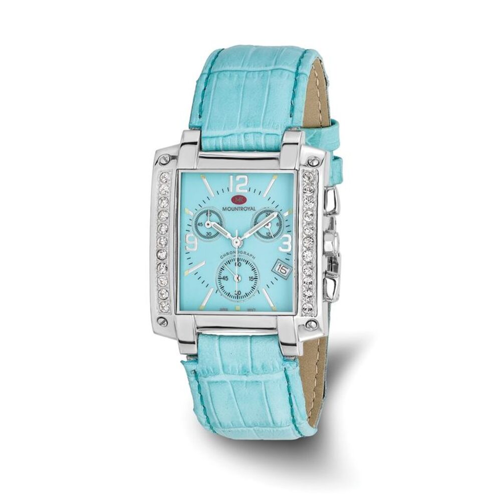 Mountroyal Ladies Blue Leather CZ Chrono Watch
